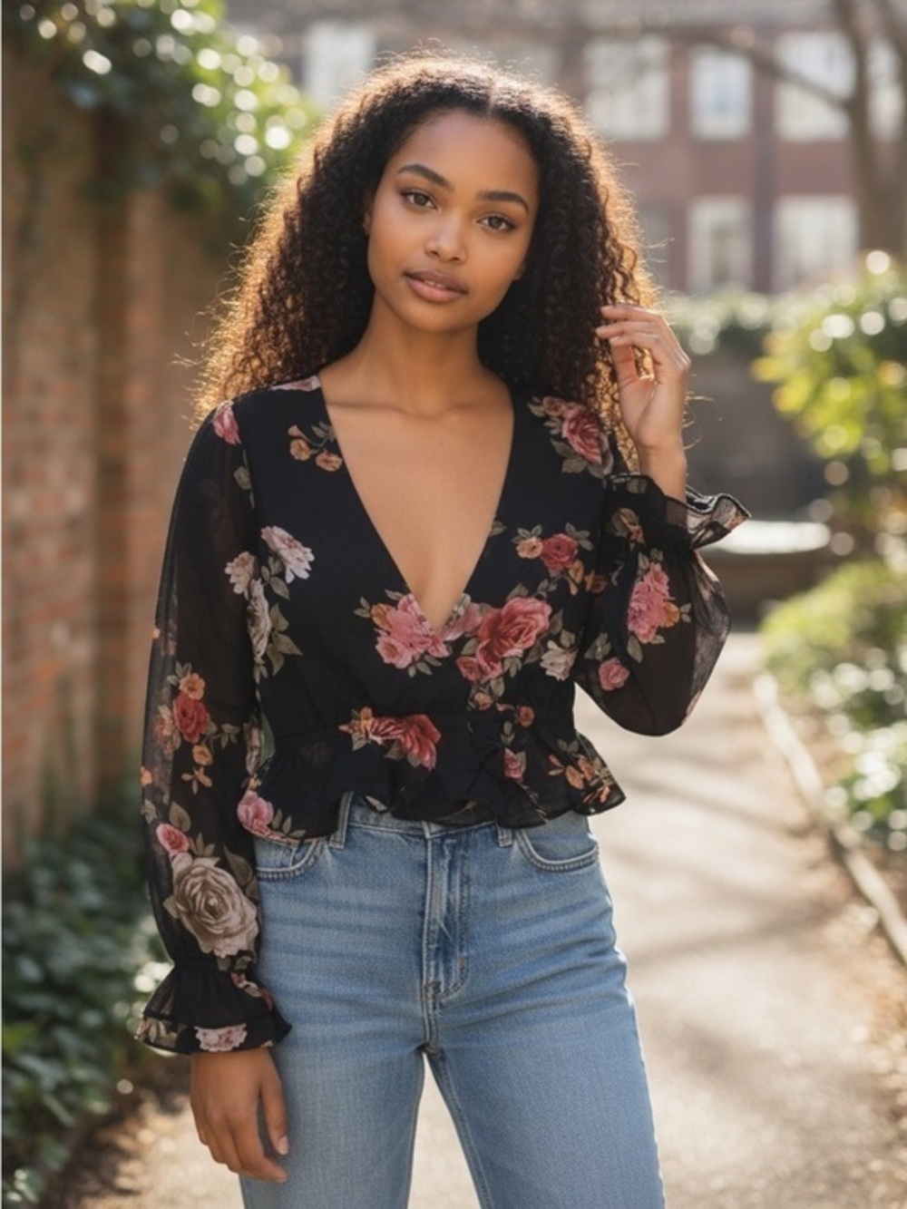 Olivaceous Floral Blouse